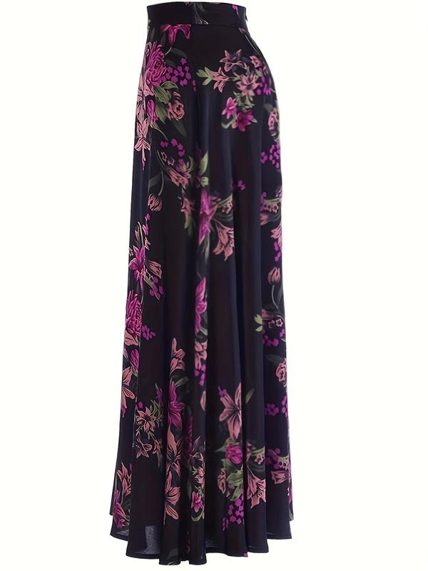 Women's Floral Print A Line Skirt, Elegant Fashion Casual Long Skirt for Daily Outdoor Wear, Ladies Bottoms for All Seasons