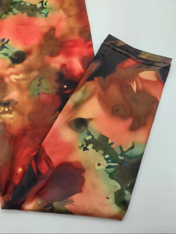 Women's Tie Dye Print High Waist Leggings, Casual Comfy Elastic Waist Skinny Pants for Daily Wear, Ladies Bottoms for All Seasons