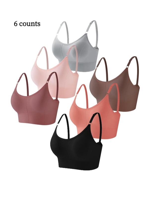 Women's Solid Adjustable Strap Wireless Bra, Breathable Removable Padded Lingerie Top for Daily Wear, Softness Lingerie for All Seasons, Underwear for Women, Fall Wear, Fallfreshness