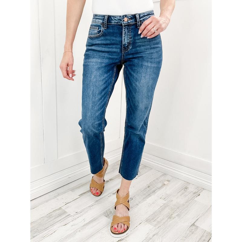 Vervet PALMER Mid-Rise Clean Cut Hem Crop Straight Jeans