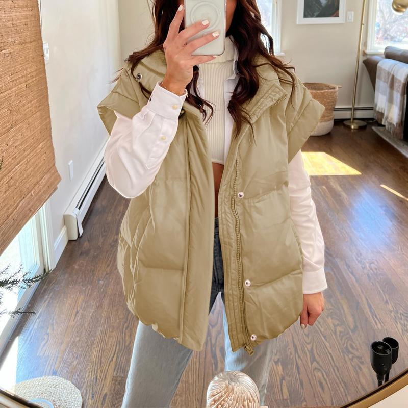 Women's Puffer Vest Stand Collar Zipper Sleeveless Jackets Winter Lightweight Vests Warm Padded Jacket Coat