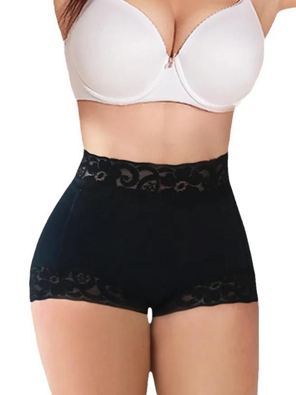 Women's Contrast Lace High Waist Shapewear Shorts, Tummy Control Butt Lifting Shapewear Bottoms, Ladies Shaper for Daily Wear