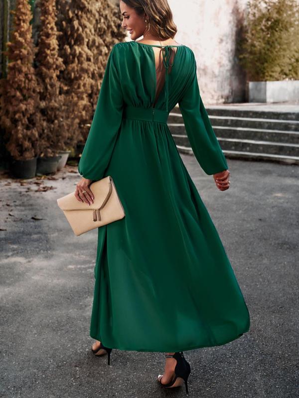 Women's High Low Wrap Vintage A Line Dress, Casual Bishop Sleeve Long Dress, Elegant Wedding Dresses, Birthday Dresses 2024, Dresses for Women, Wedding Guest Dress, Fall Dresses