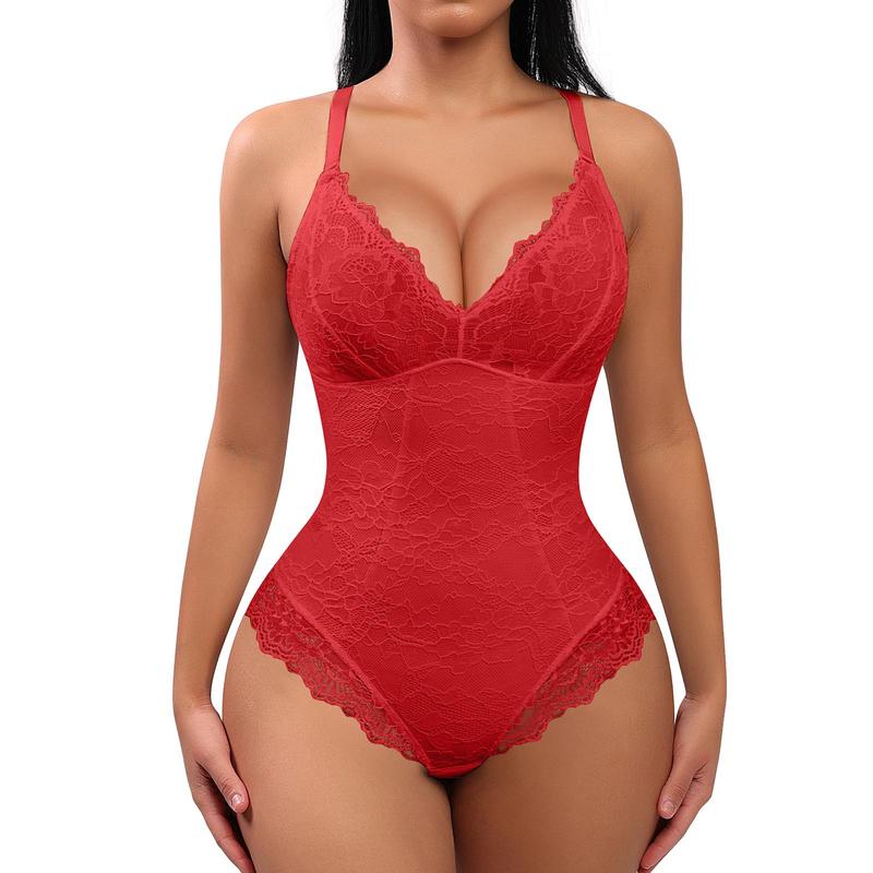 FeelinGirl Sexy Lace  basic Bodysuits Shapewear for Womenswear4 Mesh