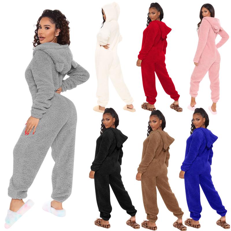 Women's Plush One-Piece Pajamas for Autumn and Winter