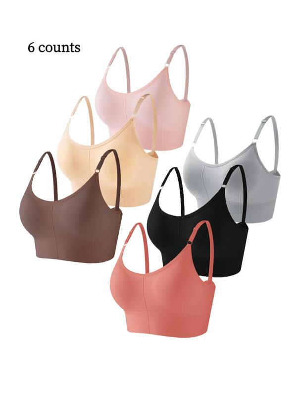 Women's Solid Adjustable Strap Wireless Bra, Breathable Removable Padded Lingerie Top for Daily Wear, Softness Lingerie for All Seasons, Underwear for Women, Fall Wear, Fallfreshness