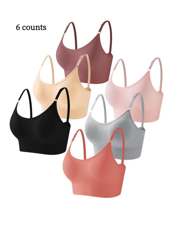 Women's Solid Adjustable Strap Wireless Bra, Breathable Removable Padded Lingerie Top for Daily Wear, Softness Lingerie for All Seasons, Underwear for Women, Fall Wear, Fallfreshness