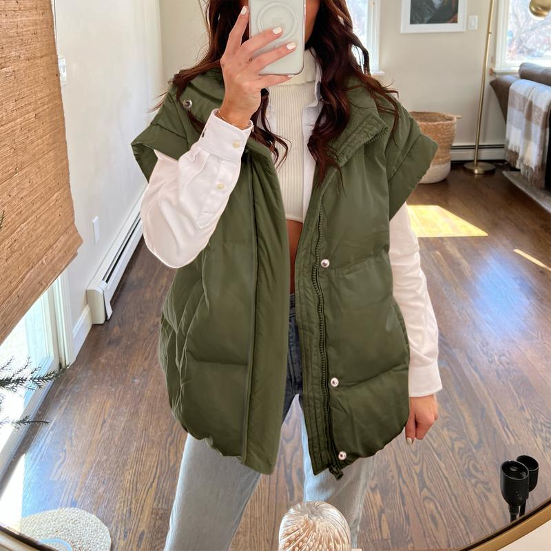 Women's Puffer Vest Stand Collar Zipper Sleeveless Jackets Winter Lightweight Vests Warm Padded Jacket Coat