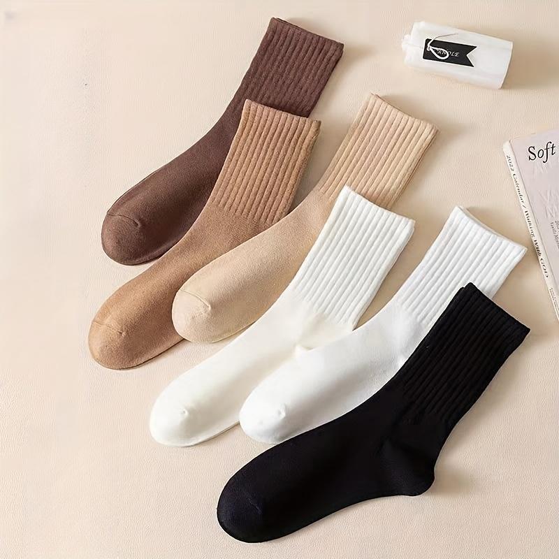 10 20 Pairs Of Women's Simple And Versatile Mid Length Socks, Comfortable Solid Color Sports Socks