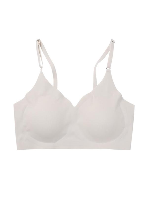 Women's Plain Adjustable Strap Bra, Solid Wireless Bra, Soft Comfy Breathable Seamless Fall Bralette for Women, Lingerie Top Comfy Bralettes for Daily Wear