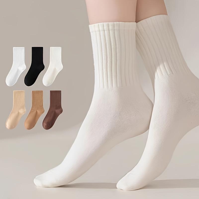 10 20 Pairs Of Women's Simple And Versatile Mid Length Socks, Comfortable Solid Color Sports Socks