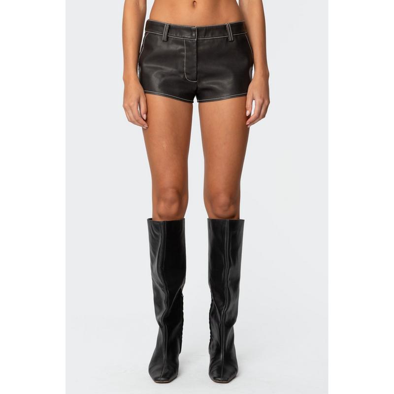 Blaise Faux Leather Micro Shorts