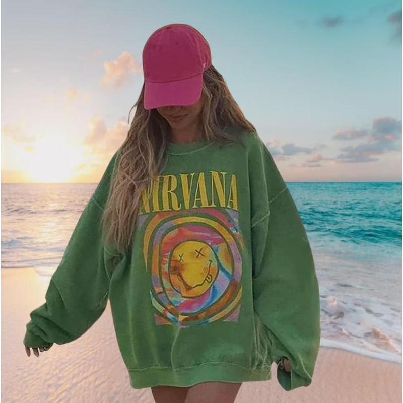 Nirvana Smile Face Sweatshirt, Preppy Sweatshirt, 90's sweatshirt, Nirvana Sweatshirt, Hot Pink Nirvana Sweater, Sweatshirt, Hoodie