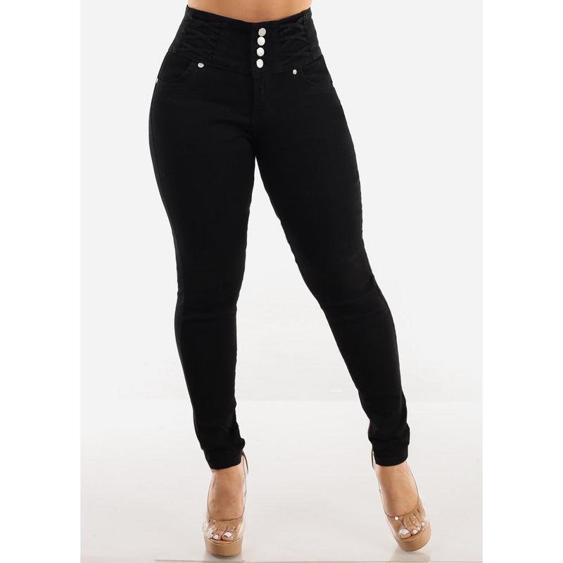 Super High Waist Black Butt Lifting Skinny Jeans