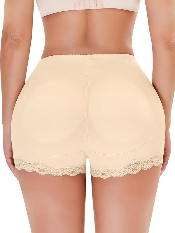 Women's Contrast Lace High Waist Shapewear Shorts with Padded Design, Tummy Control Butt Lifter, High Stretch Seamless Shaper, Ladies Shapewear Bottoms