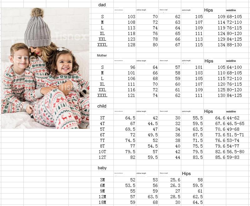 Christmas family home parent-child suit printed pajamas  long sleeve round neck