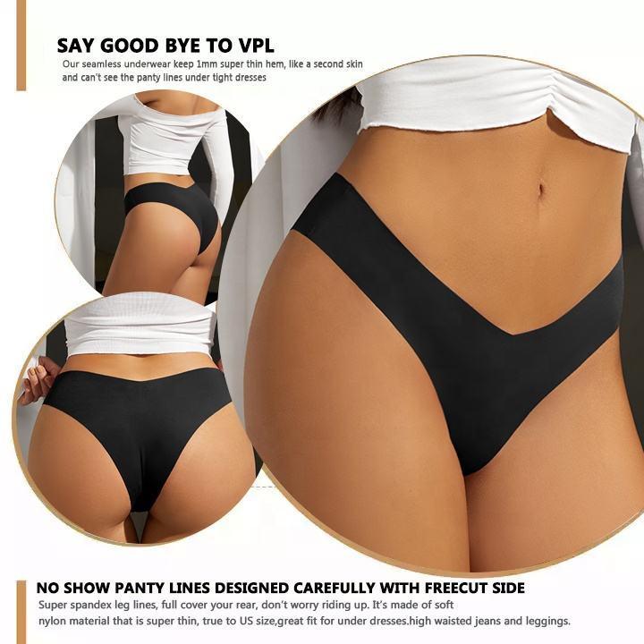 Dropshipping 7 Colors Women's Seamless Panty Underwear Mid Waist Elastic Cotton Panties Hipster Sexy Thongs Women's Panties Womenswear Comfort Basic Minimalist christmas 2024 ornament