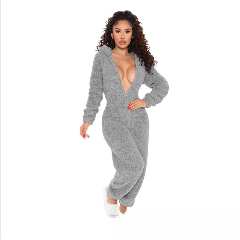 Women's Plush One-Piece Pajamas for Autumn and Winter