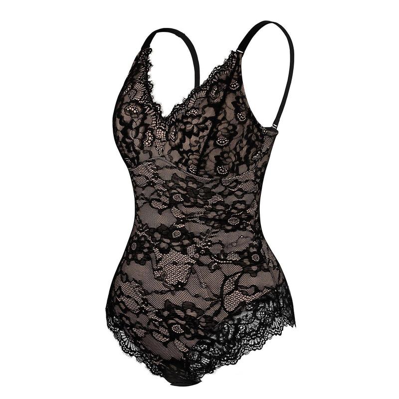 FeelinGirl Sexy Lace  basic Bodysuits Shapewear for Womenswear4 Mesh