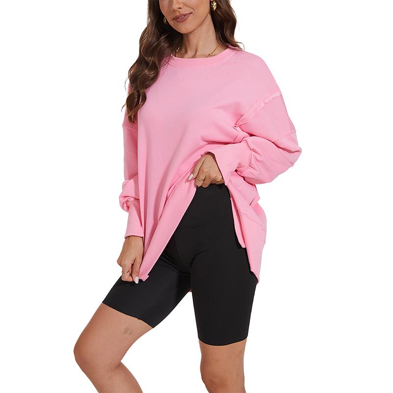 Women's Oversized Lightweight Sweatshirt with Side Slit Soft Crew Neck Pullover Long Sleeve Tops 2024 Fashion