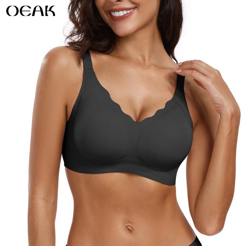 OEAK Women Seamless Bras No Underwire Scalloped Push Up Bras Soft Wireless Comfort Bralettes Full Coverage Everyday Bra Womenswear Adjustable