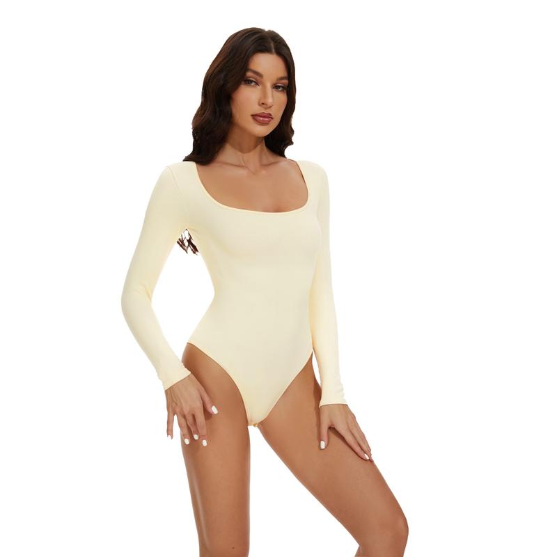 GQF Long Sleeve Bodysuits tracksuits for Women Square Neck Bodysuit 675 [GQF Long Sleeve Bodysuits for Women Square Neck Bodysuit 675 [control bodysuit and shapewear comfort shaping sculpting confidence-boosting belly-control ]