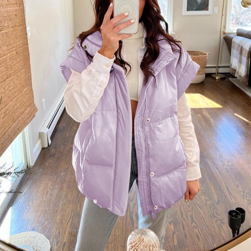 Women's Puffer Vest Stand Collar Zipper Sleeveless Jackets Winter Lightweight Vests Warm Padded Jacket Coat