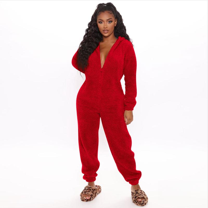 Women's Plush One-Piece Pajamas for Autumn and Winter