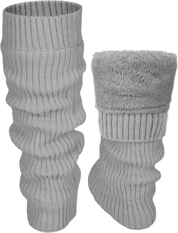 Winter Fleece Lined Leg Warmers for Women Knit Long Leg Warmers Warm Fleece Lined Boot Socks for Skating Daily Wear