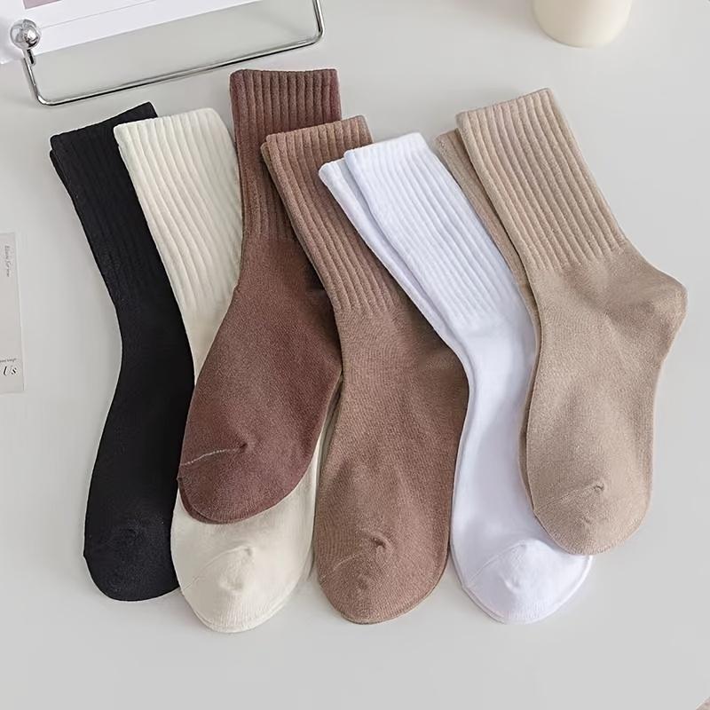 10 20 Pairs Of Women's Simple And Versatile Mid Length Socks, Comfortable Solid Color Sports Socks