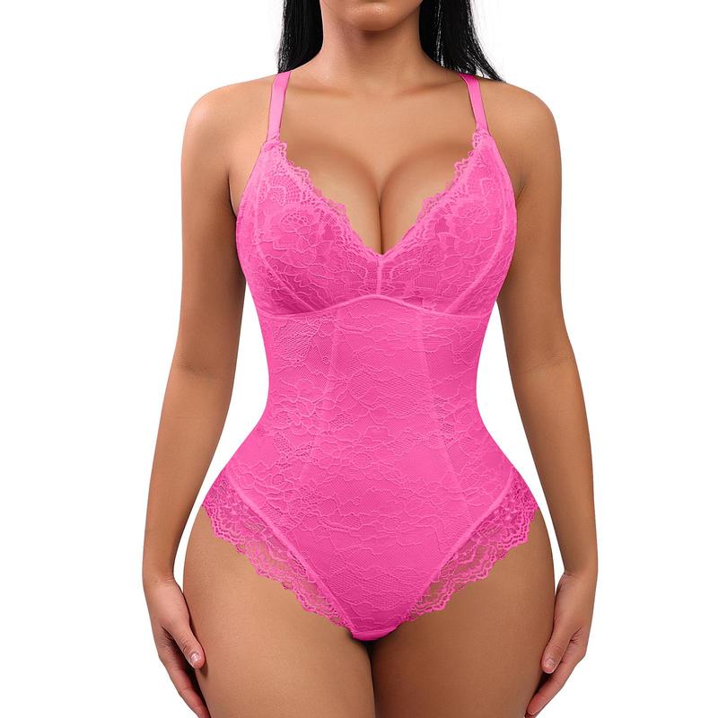 FeelinGirl Sexy Lace  basic Bodysuits Shapewear for Womenswear4 Mesh