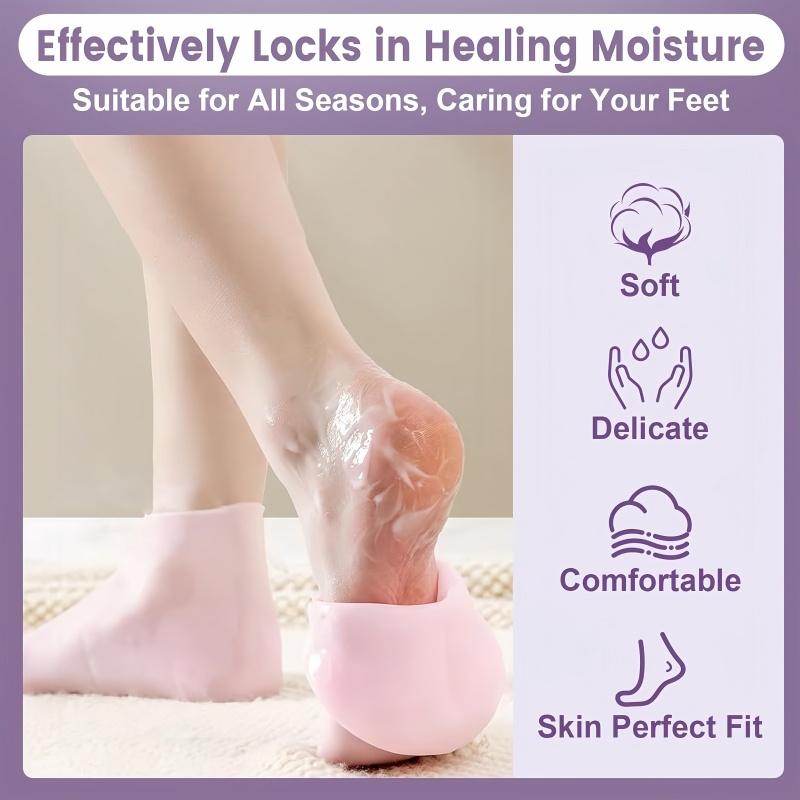 2PCS Silicone Moisturizing Socks, Silicone Pedicure Socks, Silicone Socks for Women, Women's Spa Pedicure Socks for Repairing Dry Feet,Anti Slip Aloe Socks,Cracked Heels and Softening Rough Skin