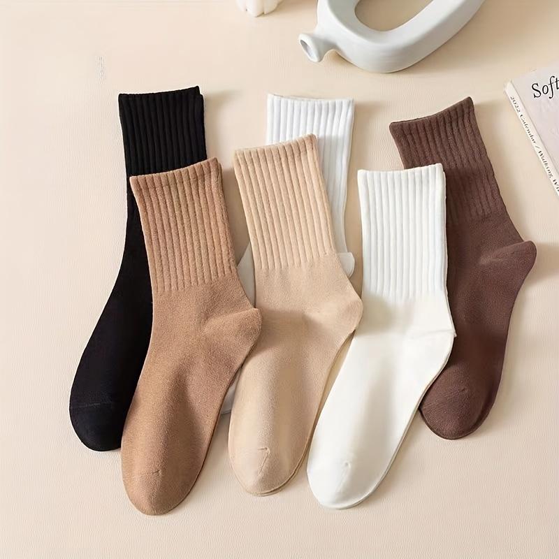 10 20 Pairs Of Women's Simple And Versatile Mid Length Socks, Comfortable Solid Color Sports Socks