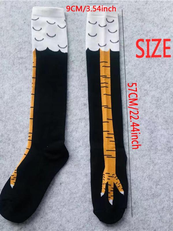 Women's 1 Pair Cute Personalized Chicken Feet Design Over The Knee Socks, Funny Casual Comfy Cartoon Stockings for Daily Wear, Women's Socks for Fall & Winter