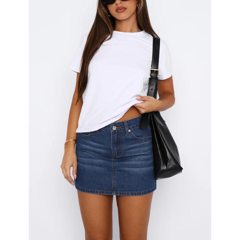 Women Denim Skirts Solid Color Bodycon Jeans Skirts Summer Casual Mini Skirts Women Streetwear