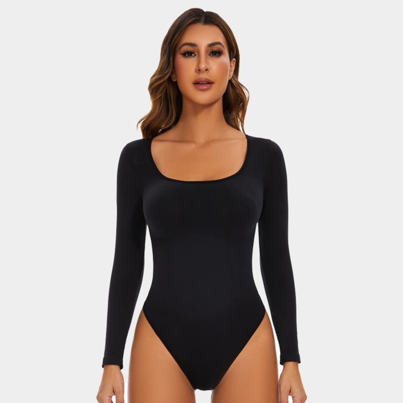 GQF Long Sleeve Bodysuits tracksuits for Women Square Neck Bodysuit 675 [GQF Long Sleeve Bodysuits for Women Square Neck Bodysuit 675 [control bodysuit and shapewear comfort shaping sculpting confidence-boosting belly-control ]