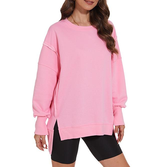 Women's Oversized Lightweight Sweatshirt with Side Slit Soft Crew Neck Pullover Long Sleeve Tops 2024 Fashion