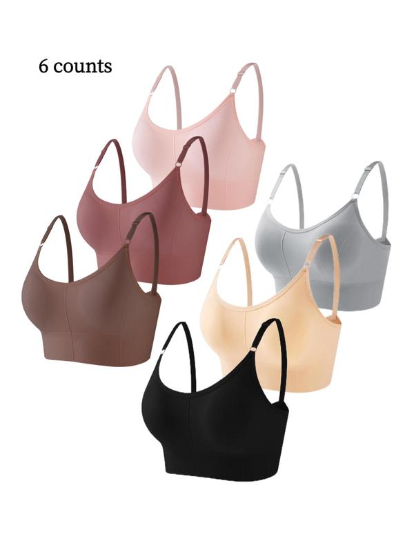 Women's Solid Adjustable Strap Wireless Bra, Breathable Removable Padded Lingerie Top for Daily Wear, Softness Lingerie for All Seasons, Underwear for Women, Fall Wear, Fallfreshness