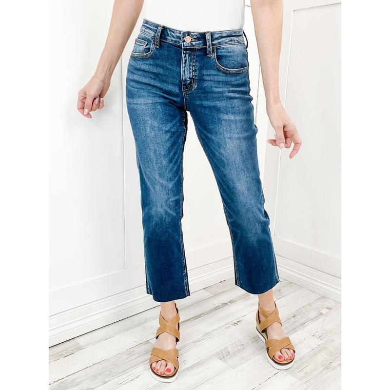 Vervet PALMER Mid-Rise Clean Cut Hem Crop Straight Jeans