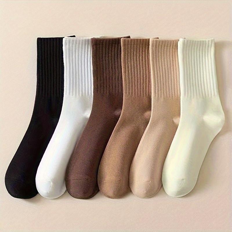 10 20 Pairs Of Women's Simple And Versatile Mid Length Socks, Comfortable Solid Color Sports Socks