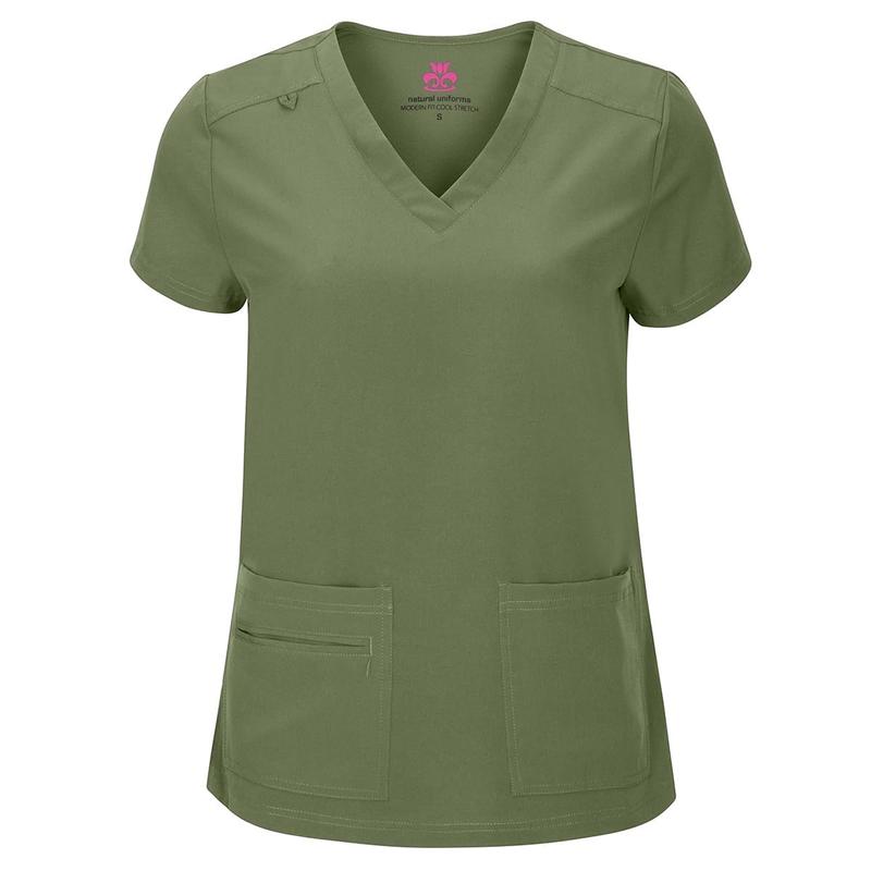 ACTIVE UNIFORMS Women's Cool Stretch V-Neck Scrub Set with Cargo Pockets, 4-Way Stretch, Regular & Petite Sizes Womenswear Breathable Comfort Fit Top and Pants