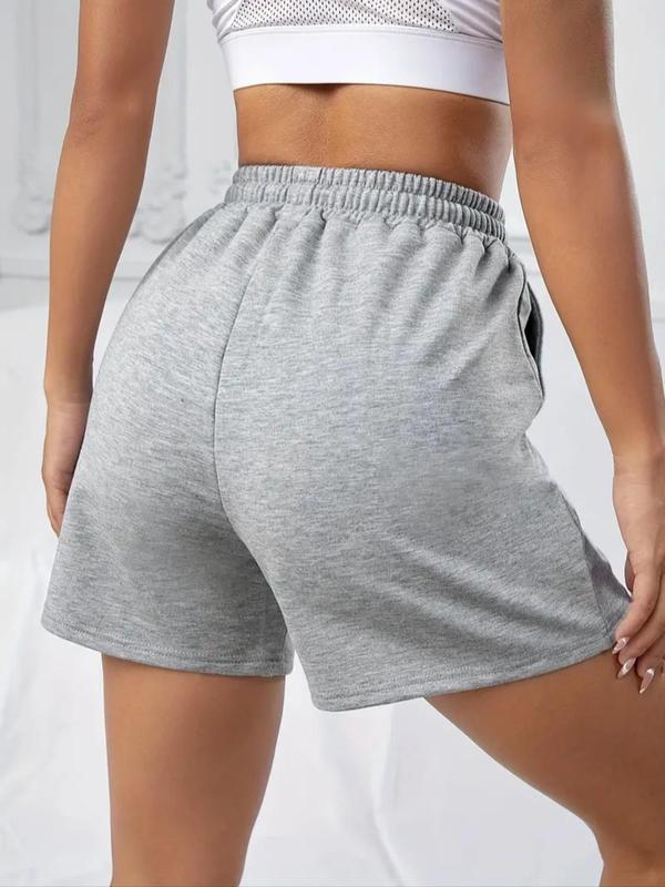 Womenswear Heart Print Drawstring Waist Comfort Shorts, Casual Elastic Waist Pocket Track Shorts for Daily Wear, Ladies Bottoms for All Seasons