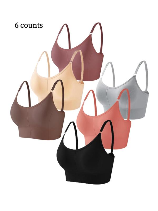 Women's Solid Adjustable Strap Wireless Bra, Breathable Removable Padded Lingerie Top for Daily Wear, Softness Lingerie for All Seasons, Underwear for Women, Fall Wear, Fallfreshness