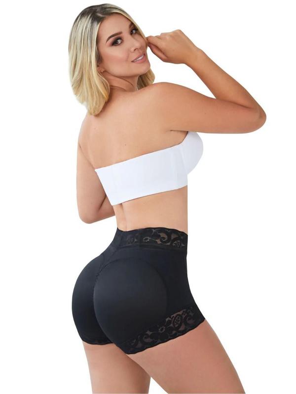 Women's Contrast Lace High Waist Shapewear Shorts, Tummy Control Butt Lifting Shapewear Bottoms, Ladies Shaper for Daily Wear