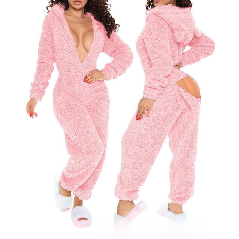 Women's Plush One-Piece Pajamas for Autumn and Winter