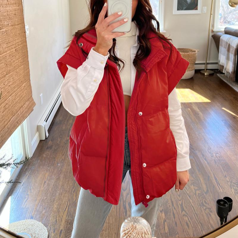 Women's Puffer Vest Stand Collar Zipper Sleeveless Jackets Winter Lightweight Vests Warm Padded Jacket Coat