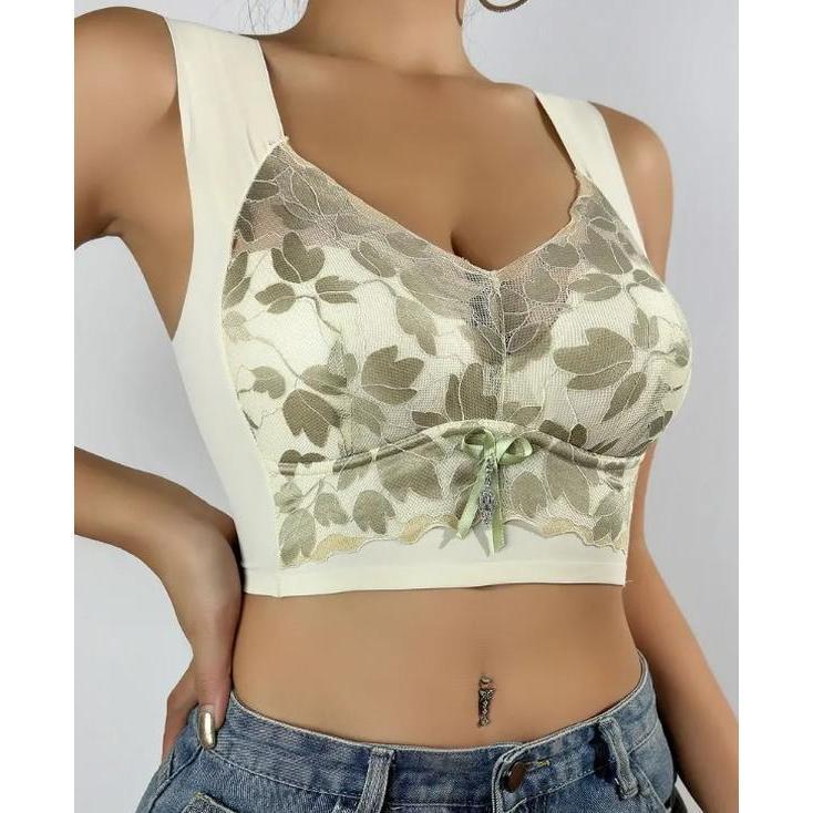 Floral Print Full Coverage Wireless Bra, Sexy Comfy Anti Sagging Push Up Bra, Women's Lingerie & Underwear for fall & winter