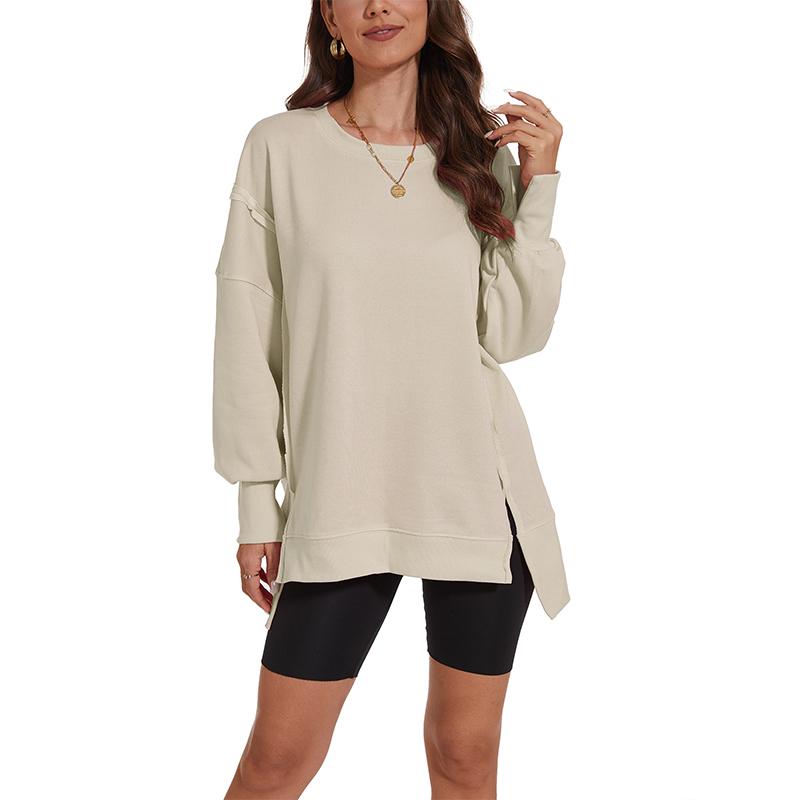 Women's Oversized Lightweight Sweatshirt with Side Slit Soft Crew Neck Pullover Long Sleeve Tops 2024 Fashion