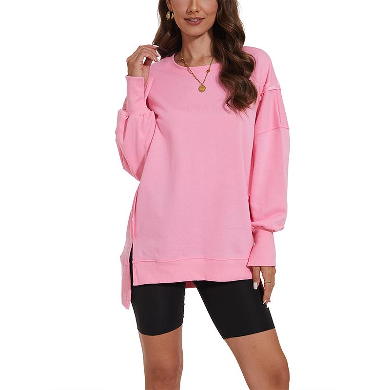 Women's Oversized Lightweight Sweatshirt with Side Slit Soft Crew Neck Pullover Long Sleeve Tops 2024 Fashion