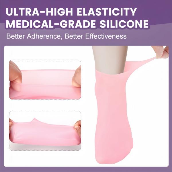 2PCS Silicone Moisturizing Socks, Silicone Pedicure Socks, Silicone Socks for Women, Women's Spa Pedicure Socks for Repairing Dry Feet,Anti Slip Aloe Socks,Cracked Heels and Softening Rough Skin